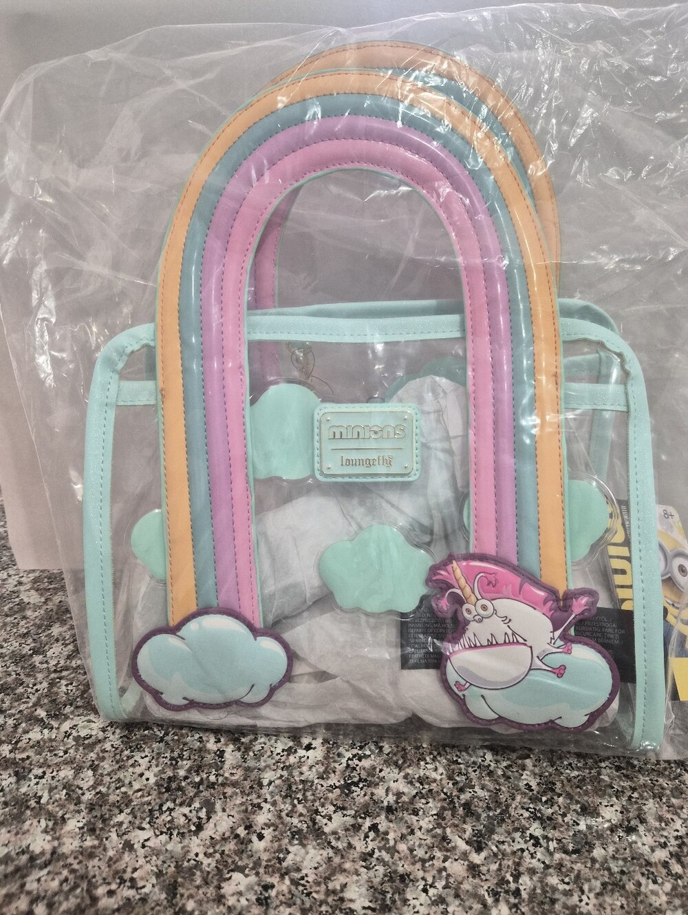 Loungefly Minnons Clear Rainbow Tote Bag - Mint, Pink, Yellow